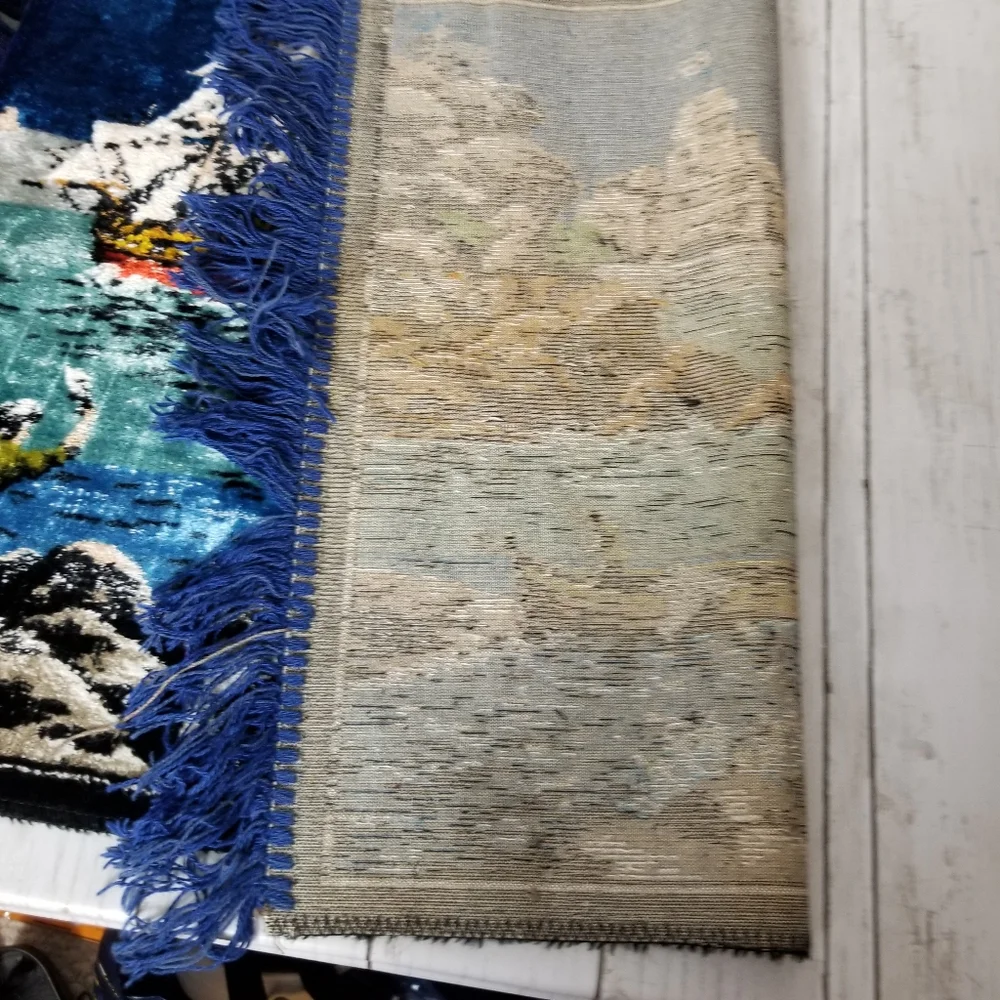 Vintage 70s Velvet Wall Hanging Carpet Rug Tapestry